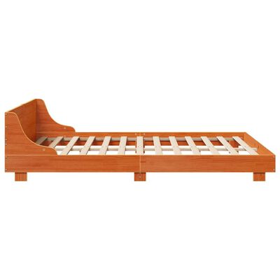 vidaXL Cama sin colchón madera maciza de pino marrón cera 160x200 cm