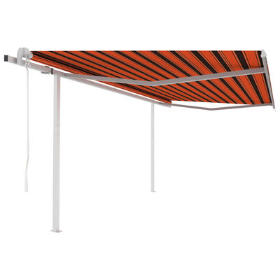 vidaXL Toldo retráctil automático con postes naranja y marrón 4,5x3 m