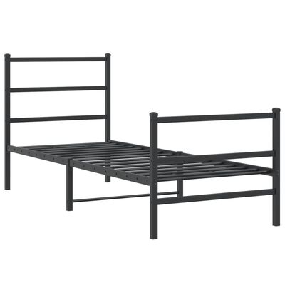 vidaXL Estructura de cama con cabecero y estribo metal negro 80x200 cm