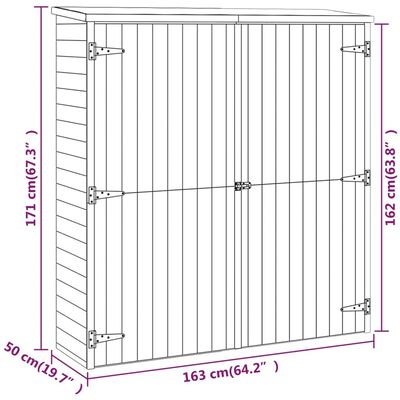 vidaXL Cobertizo de herramientas madera pino maciza 163x50x171 cm