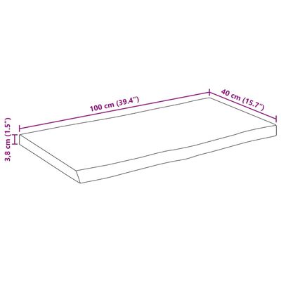 vidaXL Tablero de mesa borde natural madera maciza mango 100x40x3,8 cm