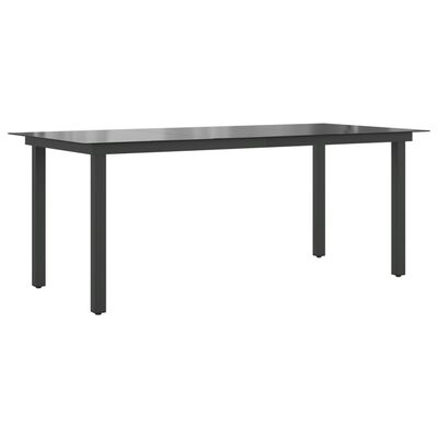 vidaXL Mesa de jardín de aluminio y vidrio negra 190x90x74 cm