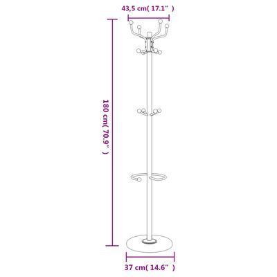 vidaXL Perchero con paragüero hierro recubierto en polvo negro 180 cm