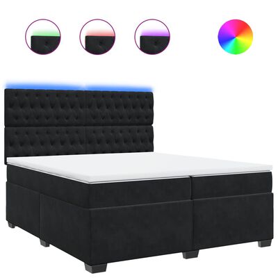 vidaXL Cama box spring con colchón terciopelo negro 200x200 cm