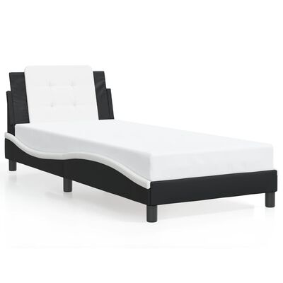 vidaXL Estructura de cama con cabecero cuero sintético negro y blanco