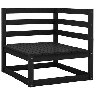 vidaXL Juego de muebles de jardín 9 piezas negro madera maciza de pino