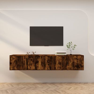 vidaXL Muebles para TV de pared 2 uds roble ahumado 100x34,5x40 cm