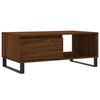 vidaXL Mesa de centro madera contrachapada marrón roble 90x50x36,5 cm