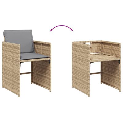 vidaXL Set comedor de jardín con cojines 15 pzas ratán sintético beige