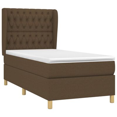 vidaXL Cama box spring con colchón tela marrón oscuro 100x200 cm