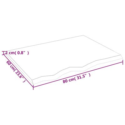 vidaXL Tablero de mesa madera maciza de roble sin tratar 80x60x2 cm