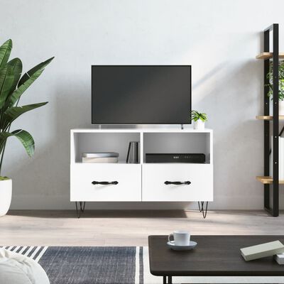 vidaXL Mueble de TV madera contrachapada blanco brillo 80x36x50 cm