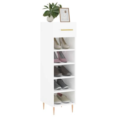 vidaXL Mueble zapatero madera contrachapada blanco brillo 30x35x105 cm