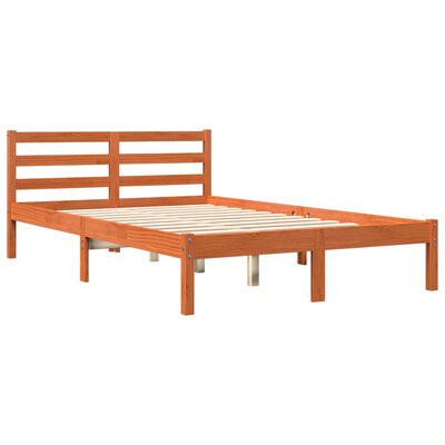 vidaXL Cama sin colchón madera maciza de pino marrón cera 140x200 cm