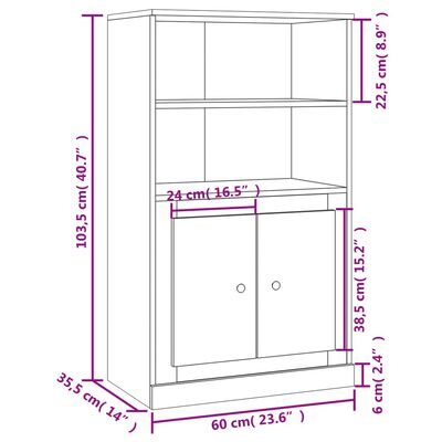 vidaXL Aparador de madera contrachapada blanco brillo 60x35,5x103,5 cm