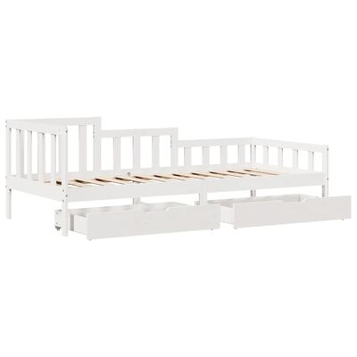 vidaXL Sofá cama con cajones madera maciza de pino blanco 90x200 cm