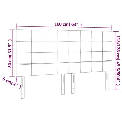 vidaXL Cabeceros 4 unidades de terciopelo negro 80x5x78/88 cm