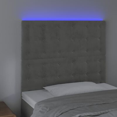 vidaXL Cabecero con luces LED terciopelo gris claro 100x5x118/128 cm