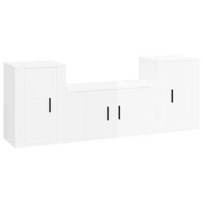 vidaXL Set de muebles de TV 3 pzas madera contrachapada blanco brillo