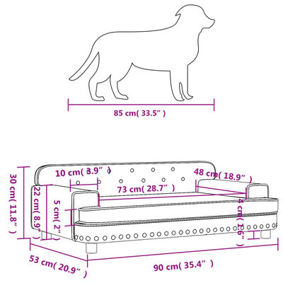 vidaXL Cama para perros de terciopelo gris oscuro 90x53x30 cm