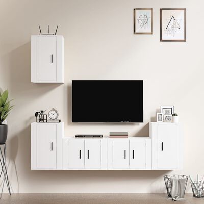 vidaXL Set de muebles para TV 5 piezas madera contrachapada blanco