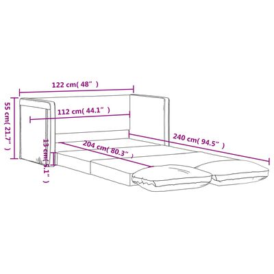 vidaXL Sofá cama suelo 2 en 1 terciopelo amarillo oscuro 122x204x55 cm