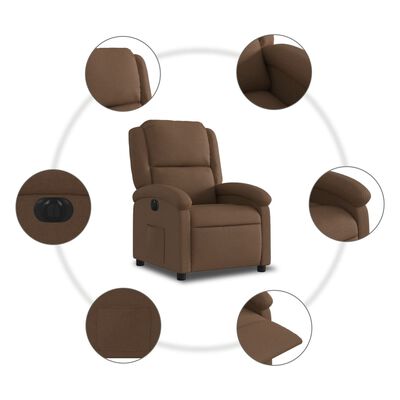 vidaXL Sillón reclinable eléctrico de tela marrón