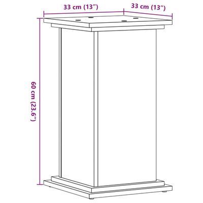 vidaXL Soportes de plantas madera ingeniería roble ahumado 33x33x60 cm