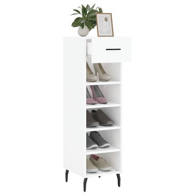 vidaXL Mueble zapatero madera contrachapada blanco brillo 30x35x105 cm