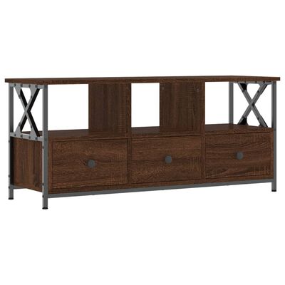 vidaXL Mueble TV hierro madera contrachapada roble marrón 102x33x45 cm