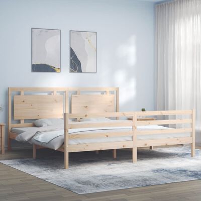 vidaXL Estructura de cama de matrimonio con cabecero madera maciza