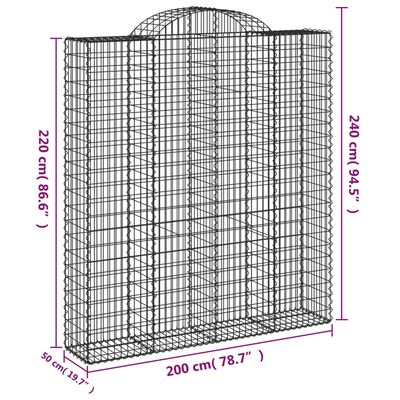 vidaXL Cestas de gaviones 2 uds forma de arco hierro 200x50x220/240 cm