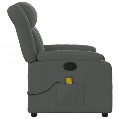 vidaXL Sillón de masaje reclinable de tela gris oscuro