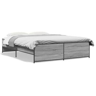 vidaXL Estructura cama madera ingeniería metal gris Sonoma 140x200 cm