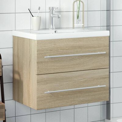 vidaXL Mueble de baño con lavabo integrado roble Sonoma