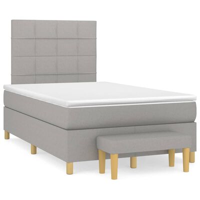 vidaXL Cama box spring con colchón tela gris claro 120x200 cm