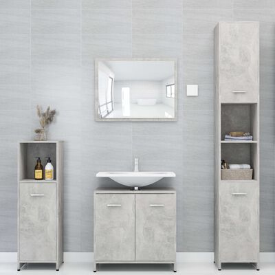 vidaXL Armario baño madera contrachapada gris hormigón 30x30x183,5 cm