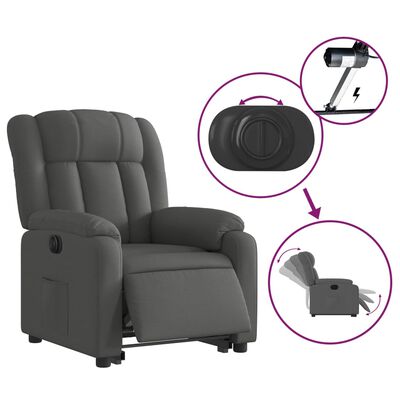 vidaXL Sillón eléctrico reclinable elevable de tela gris oscuro