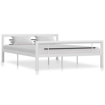 vidaXL Estructura de cama sin colchón metal blanco y negro 160x200 cm