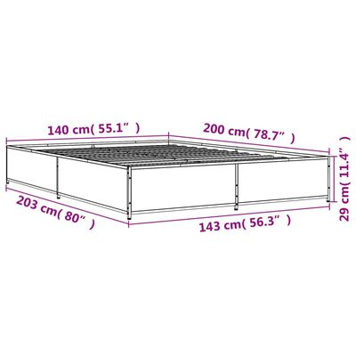 vidaXL Estructura cama madera ingeniería metal gris Sonoma 140x200 cm