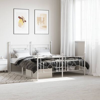 vidaXL Estructura cama sin colchón con estribo metal blanco 150x200 cm