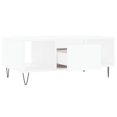 vidaXL Mesa de centro madera contrachapada blanco 90x50x36,5 cm