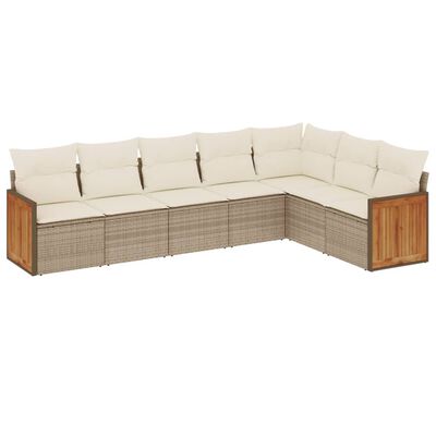 vidaXL Set sofás de jardín 7 piezas y cojines ratán sintético beige