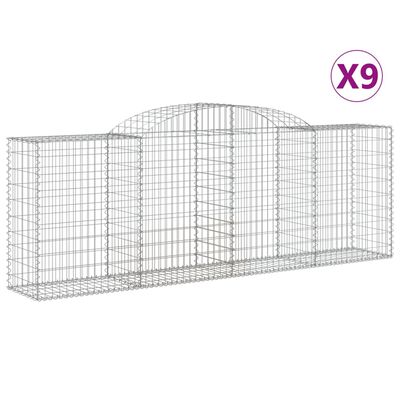 vidaXL Cestas de gaviones 9 uds forma de arco hierro 300x50x100/120 cm