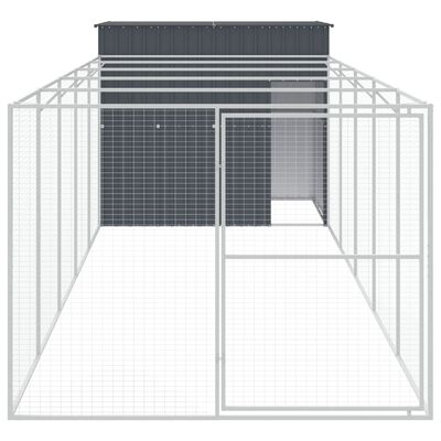 vidaXL Caseta perros con corral acero galvanizado gris 214x661x181 cm