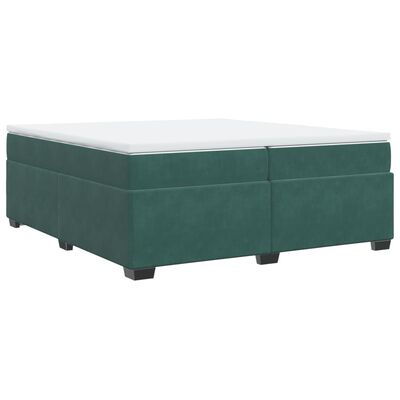 vidaXL Cama box spring con colchón terciopelo verde oscuro 200x200 cm