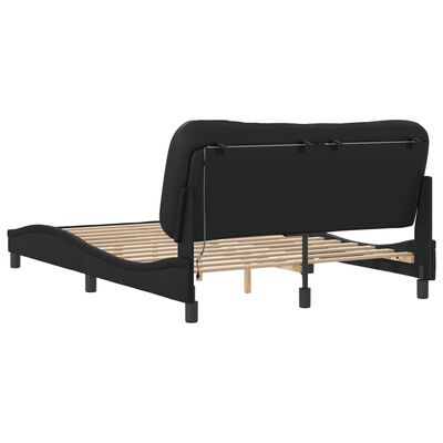 vidaXL Estructura cama con luces LED cuero sintético negro 140x190 cm