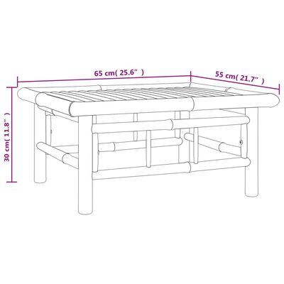 vidaXL Set de muebles de jardín 6 piezas bambú y cojines blanco crema