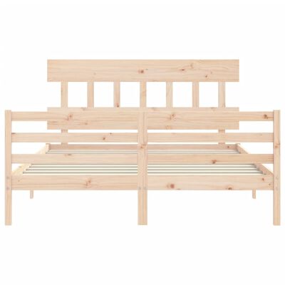 vidaXL Estructura de cama de matrimonio con cabecero madera maciza