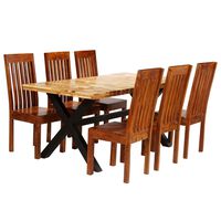 vidaXL Conjunto de comedor 7 piezas madera maciza de acacia y mango